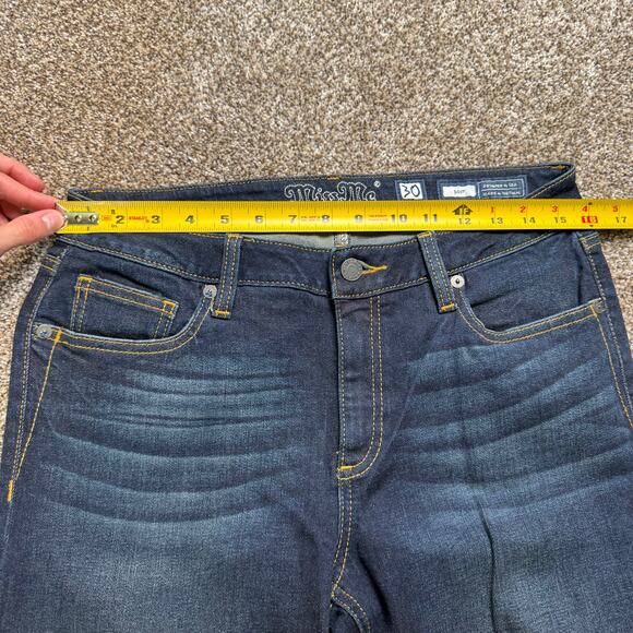 EUC Miss Me Size 30 Boot Cut Dark Wash Blue Jean Jewel And Sequin Pockets Casual - Picture 6 of 10